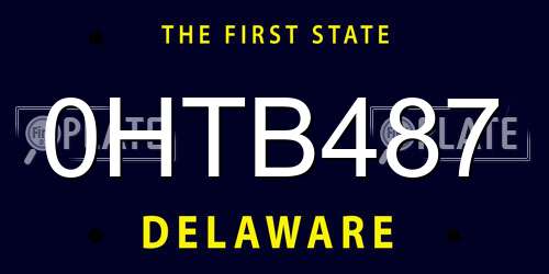 0HTB487 Delaware License Plate