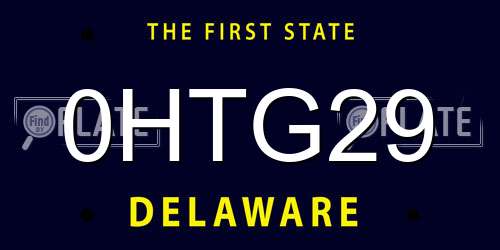 0HTG29 Delaware License Plate