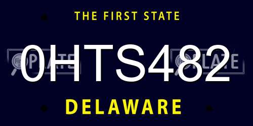 0HTS482 Delaware License Plate