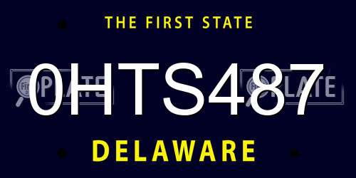 0HTS487 Delaware License Plate