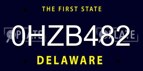 0HZB482 Delaware License Plate