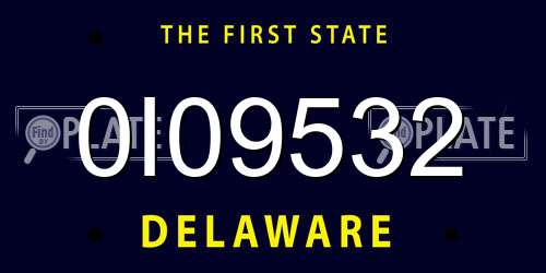 0I09532 Delaware License Plate