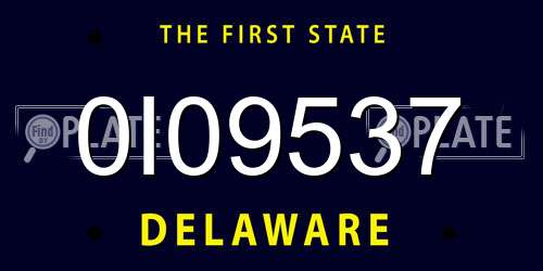 0I09537 Delaware License Plate