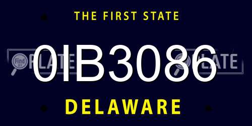 0IB3086 Delaware License Plate