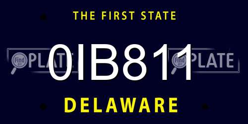 0IB811 Delaware License Plate