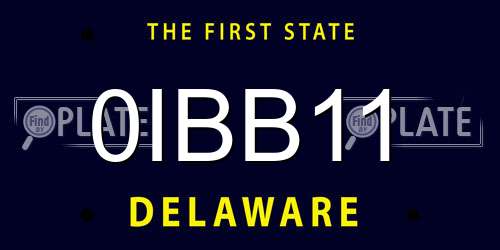 0IBB11 Delaware License Plate