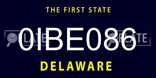 0IBE086 Delaware License Plate