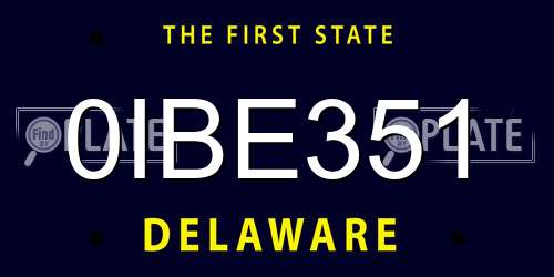 0IBE351 Delaware License Plate