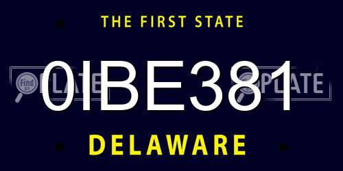 0IBE381 Delaware License Plate