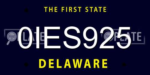 0IES925 Delaware License Plate