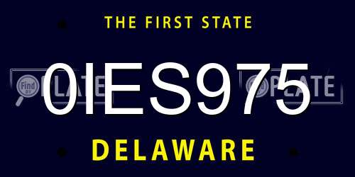 0IES975 Delaware License Plate