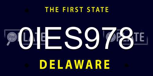 0IES978 Delaware License Plate
