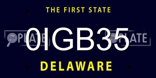 0IGB35 Delaware License Plate
