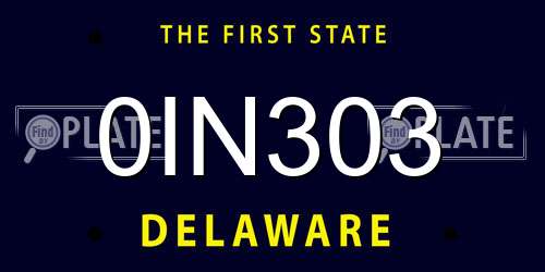 0IN303 Delaware License Plate
