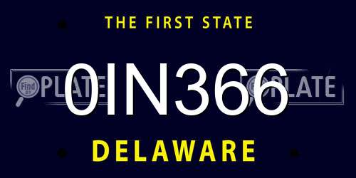 0IN366 Delaware License Plate