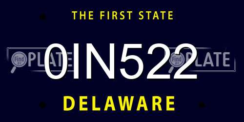 0IN522 Delaware License Plate