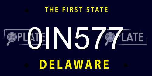 0IN577 Delaware License Plate