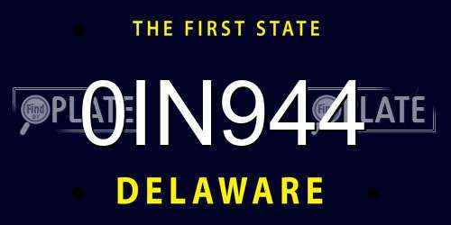 0IN944 Delaware License Plate