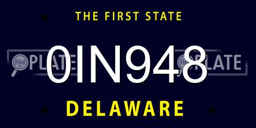 0IN948 Delaware License Plate