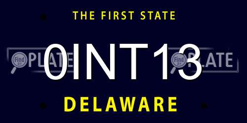 0INT13 Delaware License Plate