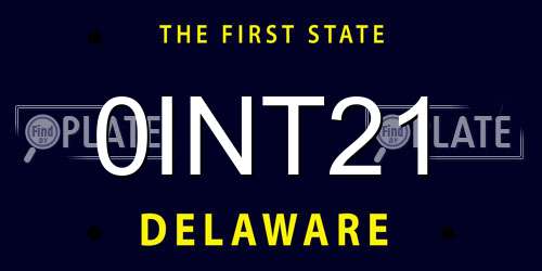 0INT21 Delaware License Plate