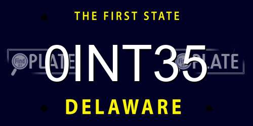 0INT35 Delaware License Plate