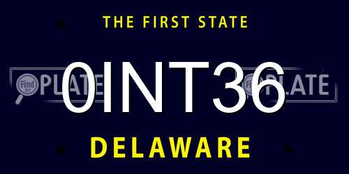 0INT36 Delaware License Plate