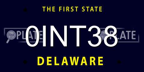 0INT38 Delaware License Plate