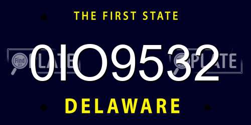 0IO9532 Delaware License Plate