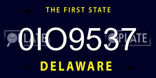 0IO9537 Delaware License Plate