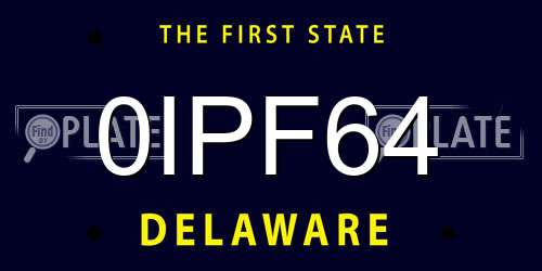 0IPF64 Delaware License Plate