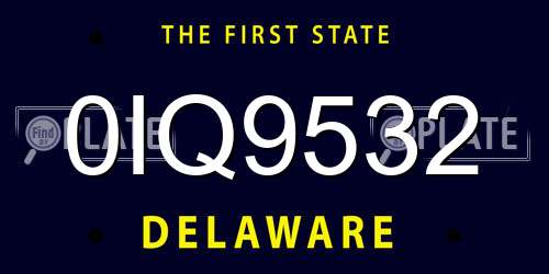 0IQ9532 Delaware License Plate
