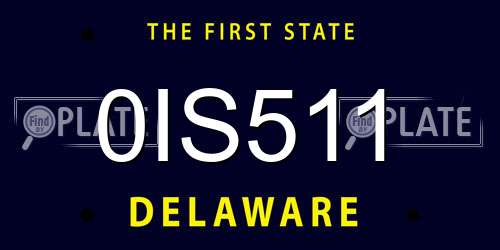 0IS511 Delaware License Plate