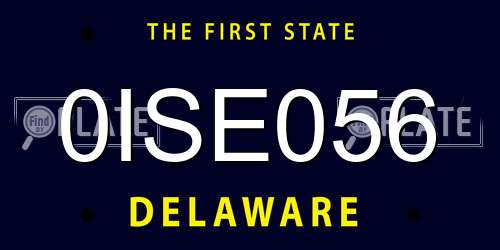 0ISE056 Delaware License Plate
