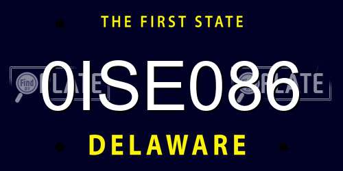 0ISE086 Delaware License Plate