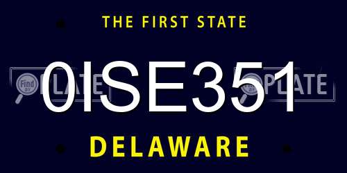0ISE351 Delaware License Plate