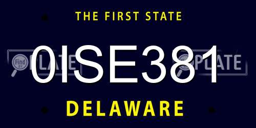 0ISE381 Delaware License Plate