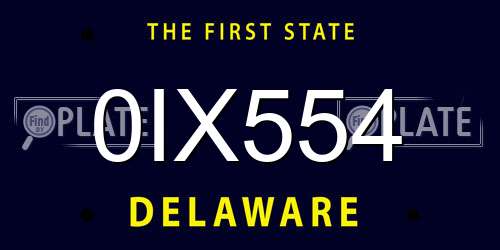 0IX554 Delaware License Plate