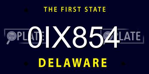 0IX854 Delaware License Plate