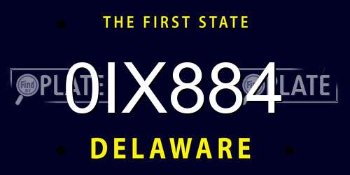 0IX884 Delaware License Plate