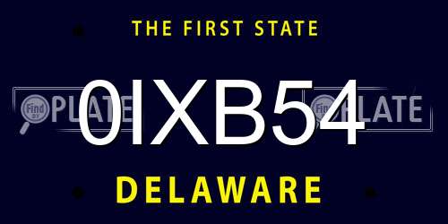 0IXB54 Delaware License Plate