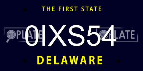 0IXS54 Delaware License Plate