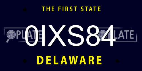 0IXS84 Delaware License Plate