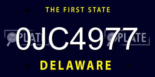 0JC4977 Delaware License Plate