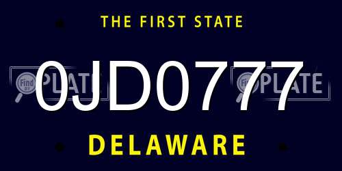 0JD0777 Delaware License Plate