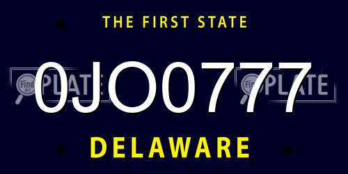 0JO0777 Delaware License Plate