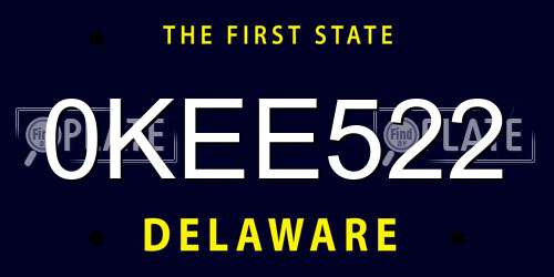 0KEE522 Delaware License Plate