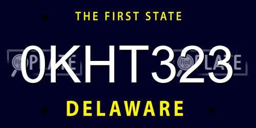 0KHT323 Delaware License Plate
