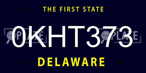 0KHT373 Delaware License Plate