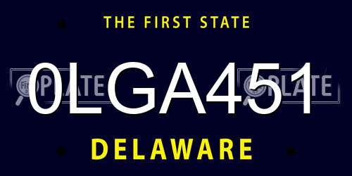 0LGA451 Delaware License Plate